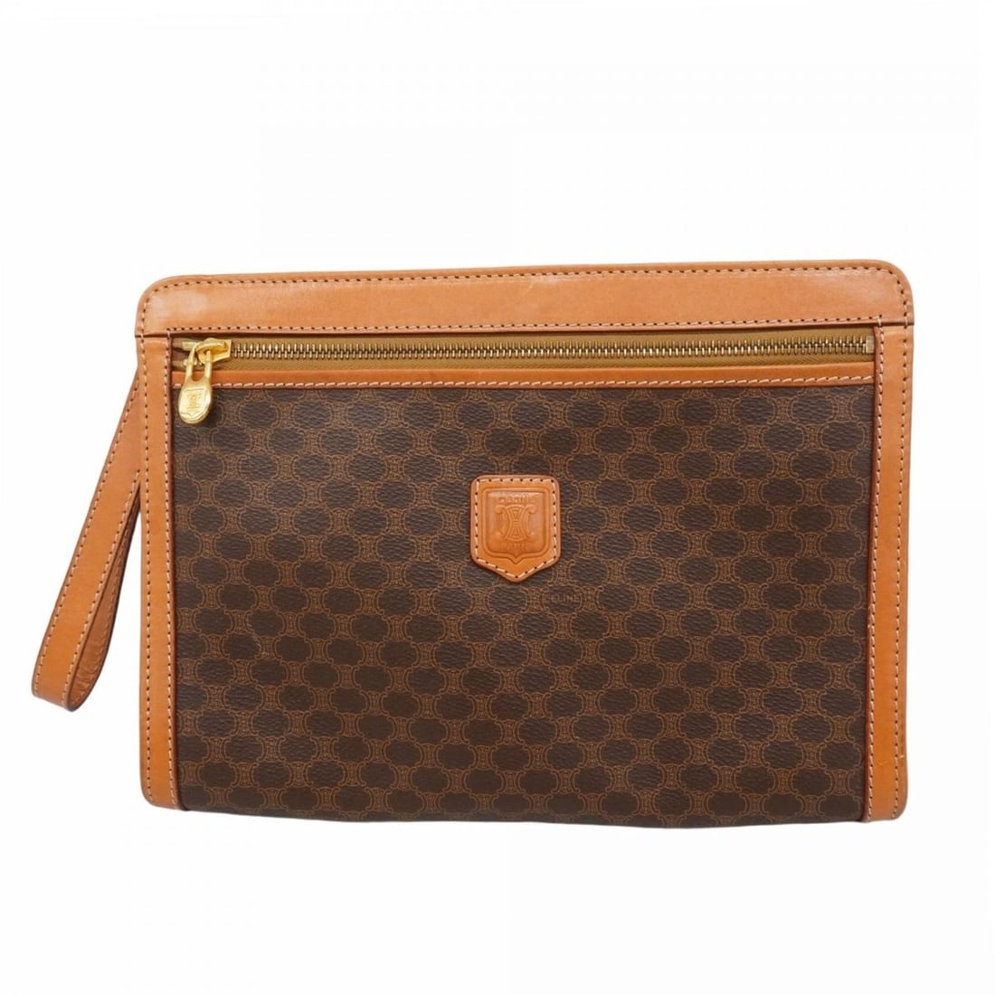 Celine clutch bag in brown Macadam for men: --- Catalog ---Category: SizeSize (HxWxD): 20.5cm x 27.5cm x 6cm / 8.07'' x 10.82'' x 2.36''Category: DesignType: Clutch bagColor: BrownGender: MenMaterial: PVC Hardware Color: GoldCategory: GeneralBr
