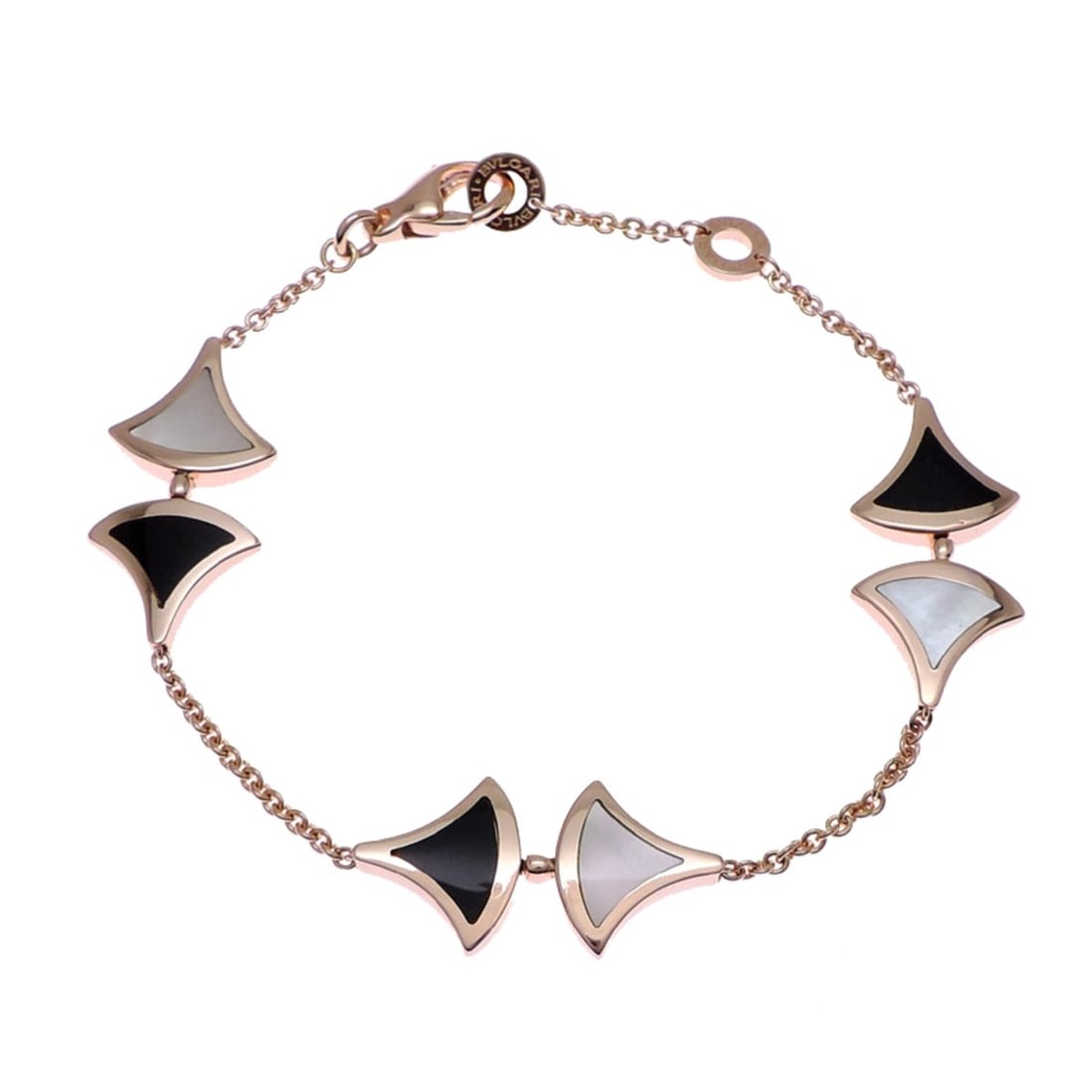 Bvlgari Diva's Dream 6P Onyx Mother-of-Pearl #SM Women's Bracelet 350073 750 Pink Gold: --- Catalog ---Category: SizeLength: 18cm / 7.08''Category: DesignType: Charm braceletGender: WomenMaterial: Pink gold (18K)Category: GeneralBrand: Bvlgari--- Item List ---Section: ConditionRanking: R