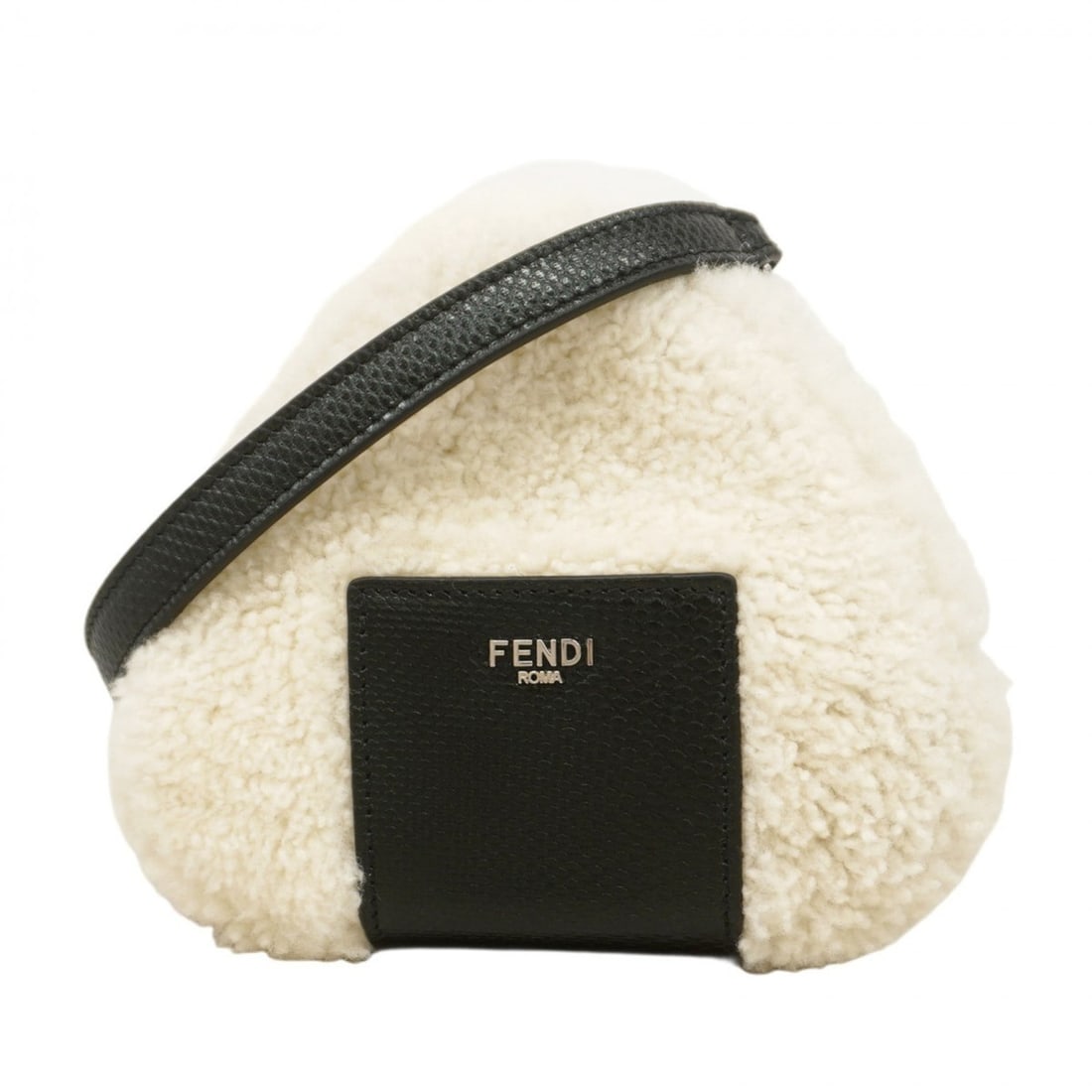 Fendi Onigiri Shoulder Bag in Sheepskin Leather, White, Black and Green, Women's (1 of 13)