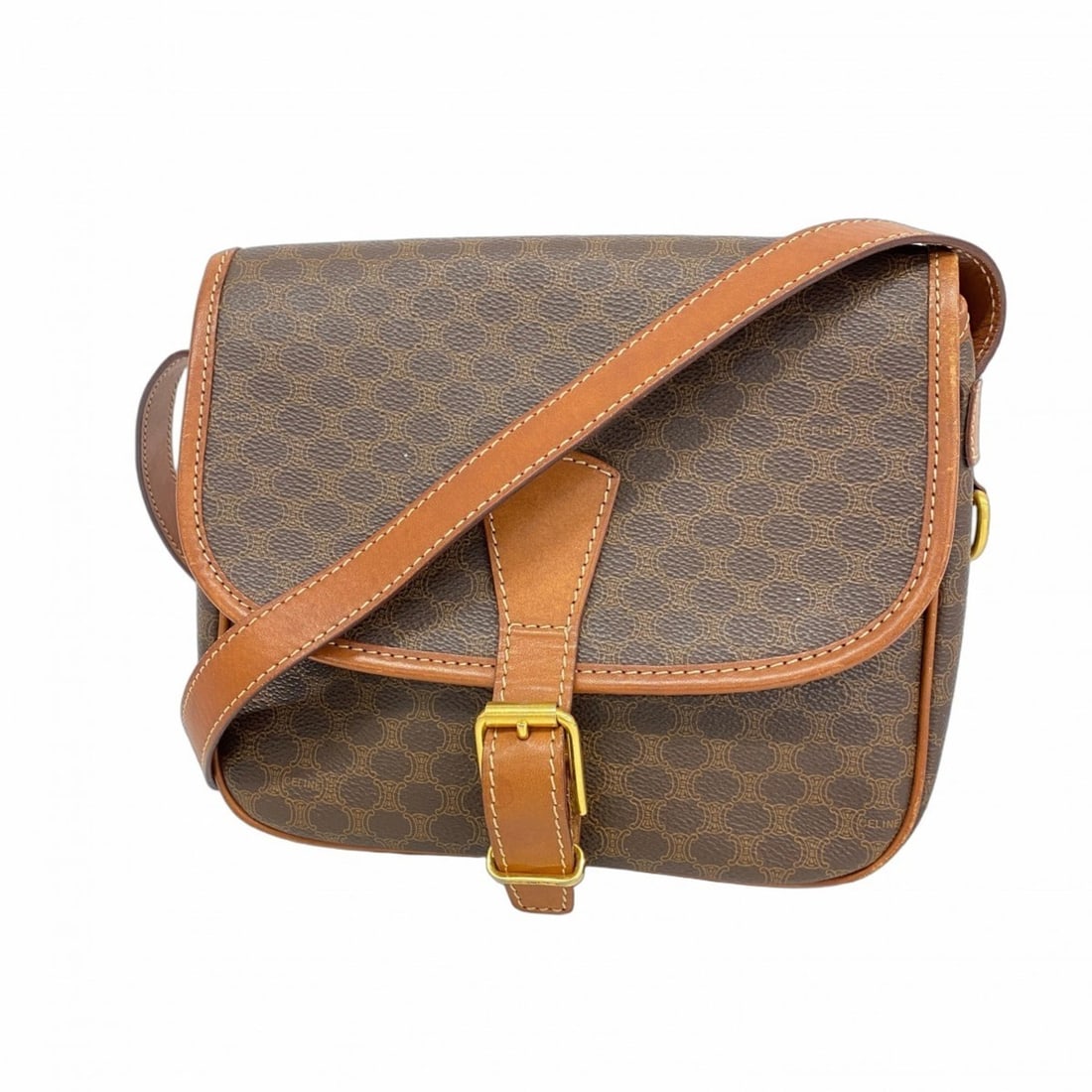 Celine Shoulder Bag Macadam Brown Women's: --- Catalog ---Category: SizeSize (HxWxD): 19cm x 23cm x 8.5cm / 7.48'' x 9.05'' x 3.34''Category: DesignType: Shoulder bagColor: BrownGender: WomenMaterial: PVC Hardware Color: GoldCategory: GeneralB