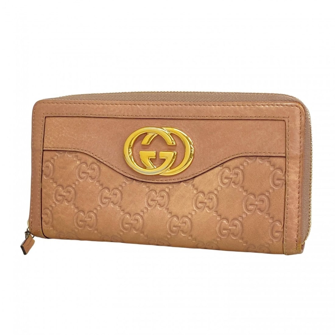 Gucci Interlocking G Guccissima Long Wallet 308012 Leather Pink Beige Women's (1 of 12)