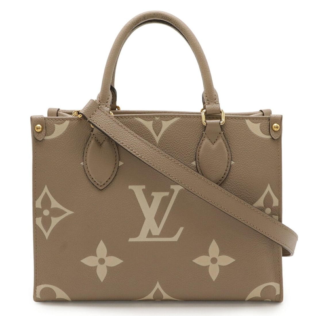 LOUIS VUITTON Monogram Empreinte On the Go PM Handbag/Shoulder Bag, Two-Tone Tourterelle, M45779 (1 of 9)