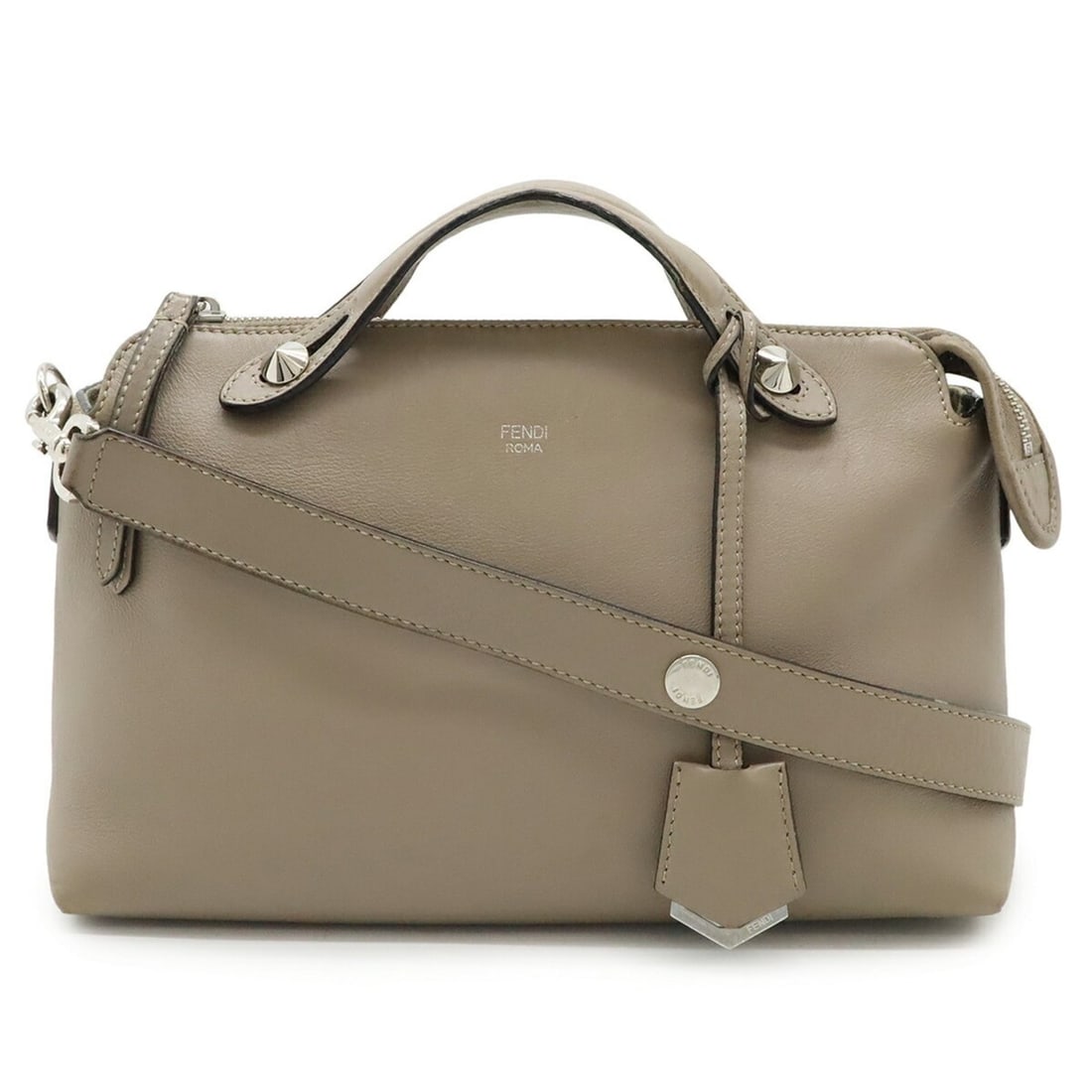 FENDI BY THE WAY Medium Handbag/Shoulder Bag in Greige Leather (8BL124): --- Catalog ---Category: SizeWeight: 600g / 1.32lb.Size (HxWxD): 17cm x 27cm x 13cm / 6.69'' x 10.62'' x 5.11''Strap Length: 115cm / 45.27''Category: DesignType: Handbag, Shoulder bagColor: GrayishGen