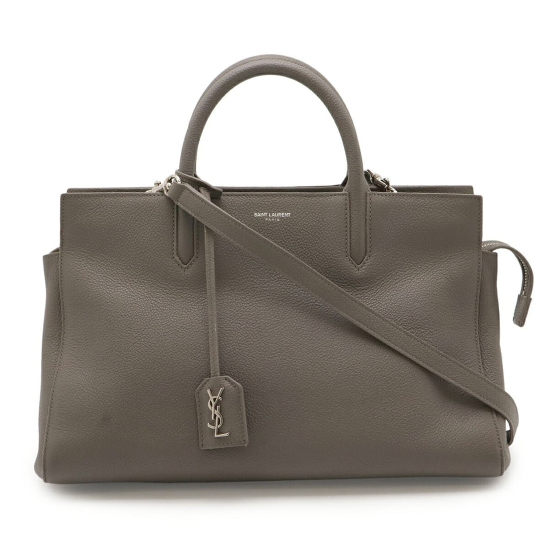Yves Saint Laurent SAINT LAURENT PARIS YSL Cabas Rive Gauche Handbag, Gray Leather Shoulder Bag,: --- Catalog ---Category: SizeWeight: 840g / 1.85lb.Size (HxWxD): 21cm x 31cm x 15cm / 8.26'' x 12.2'' x 5.9''Strap Length: 118cm / 46.45''Category: DesignType: HandbagColor: GrayGender: WomenMaterial: