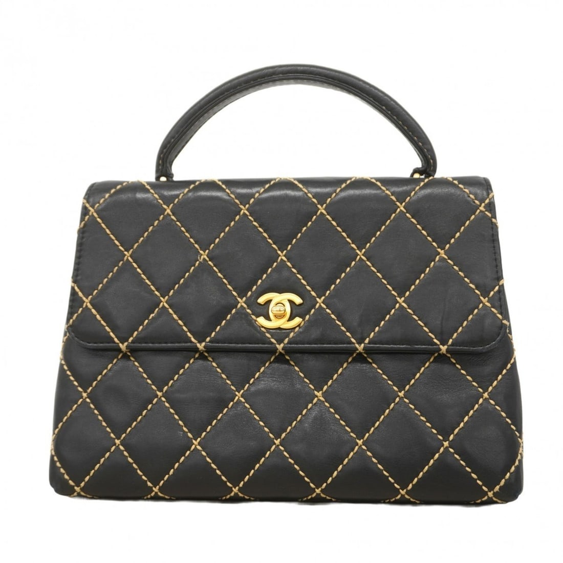 Chanel handbag, wild stitch lambskin, black, women's (1 of 14)