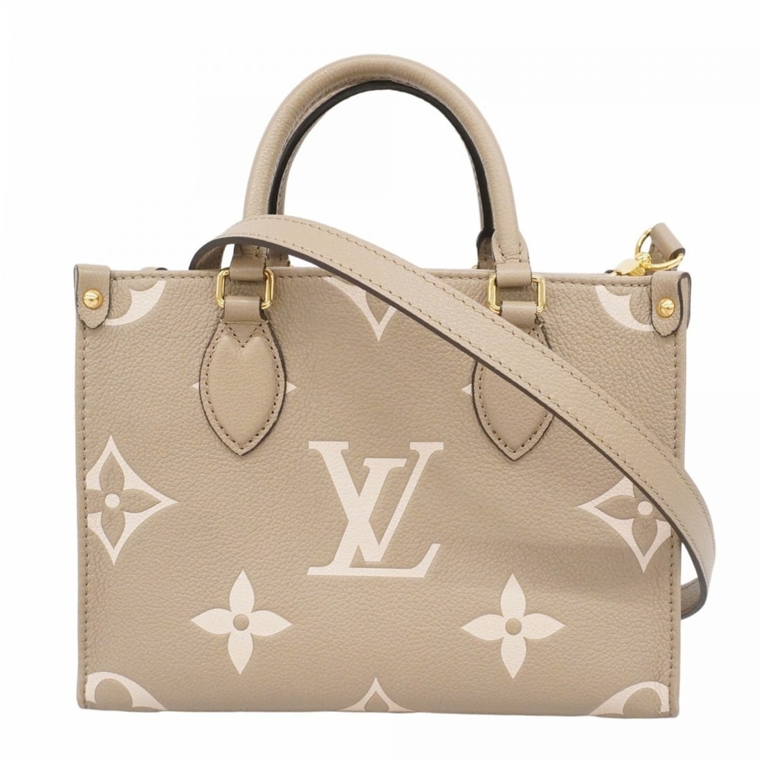 Louis Vuitton Monogram Empreinte Two-Tone On-the-Go PM Handbag M45779 Tourterelle Creme 2-Way Bag (1 of 20)
