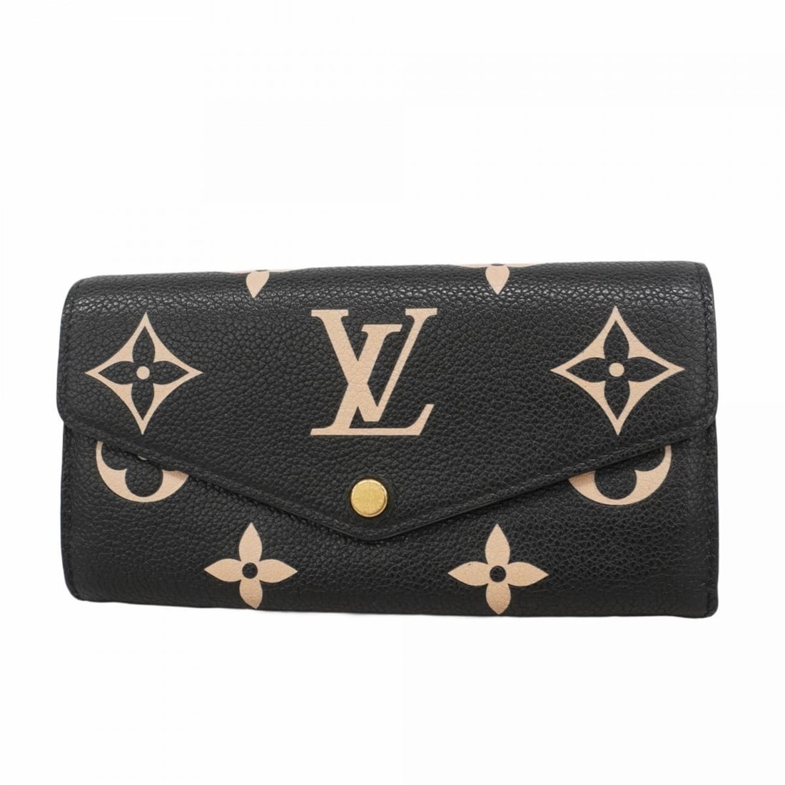 Louis Vuitton Monogram Empreinte Two-Tone Portefeuille Sarah Wallet M80496 Black/Beige Women's (1 of 14)