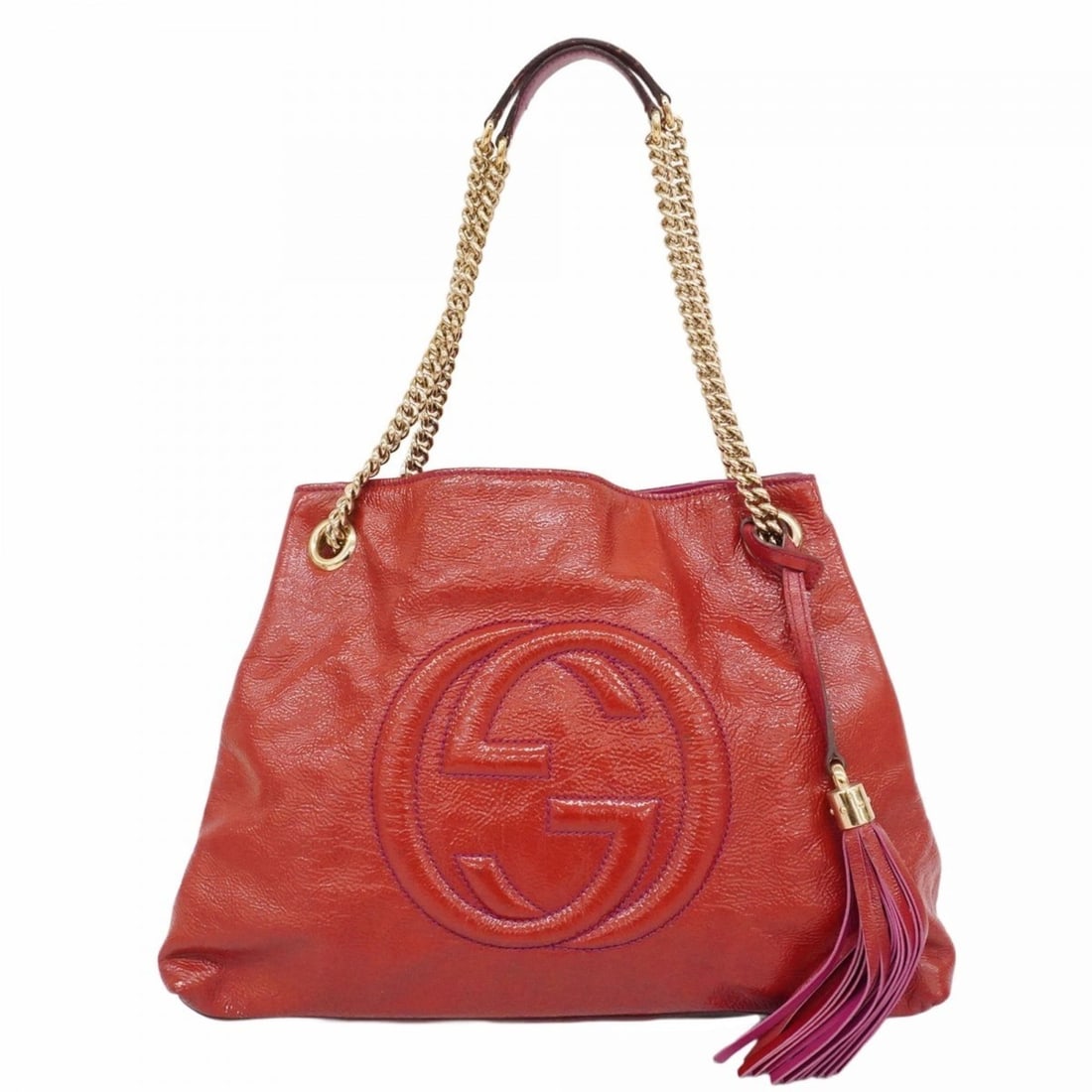 Gucci Soho Tote Bag 308982 Enamel Red Women's: --- Catalog ---Category: SizeSize (HxWxD): 26cm x 38cm x 12cm / 10.23'' x 14.96'' x 4.72''Category: DesignType: Tote bagColor: Red colorGender: WomenHardware Color: GoldCategory: GeneralMPN: 308982Bra