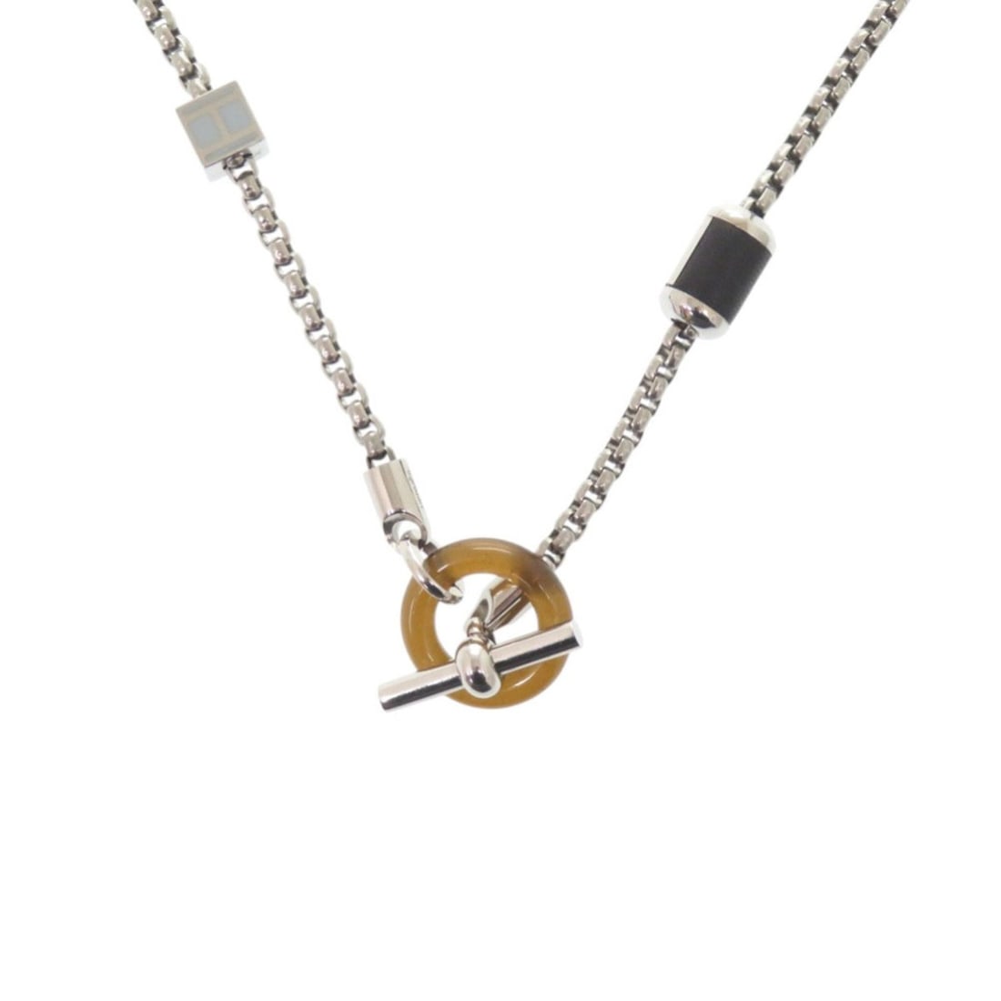 Excellent condition Hermès Melimelo metal buffalo horn silver necklace 0387HERMES (1 of 11)