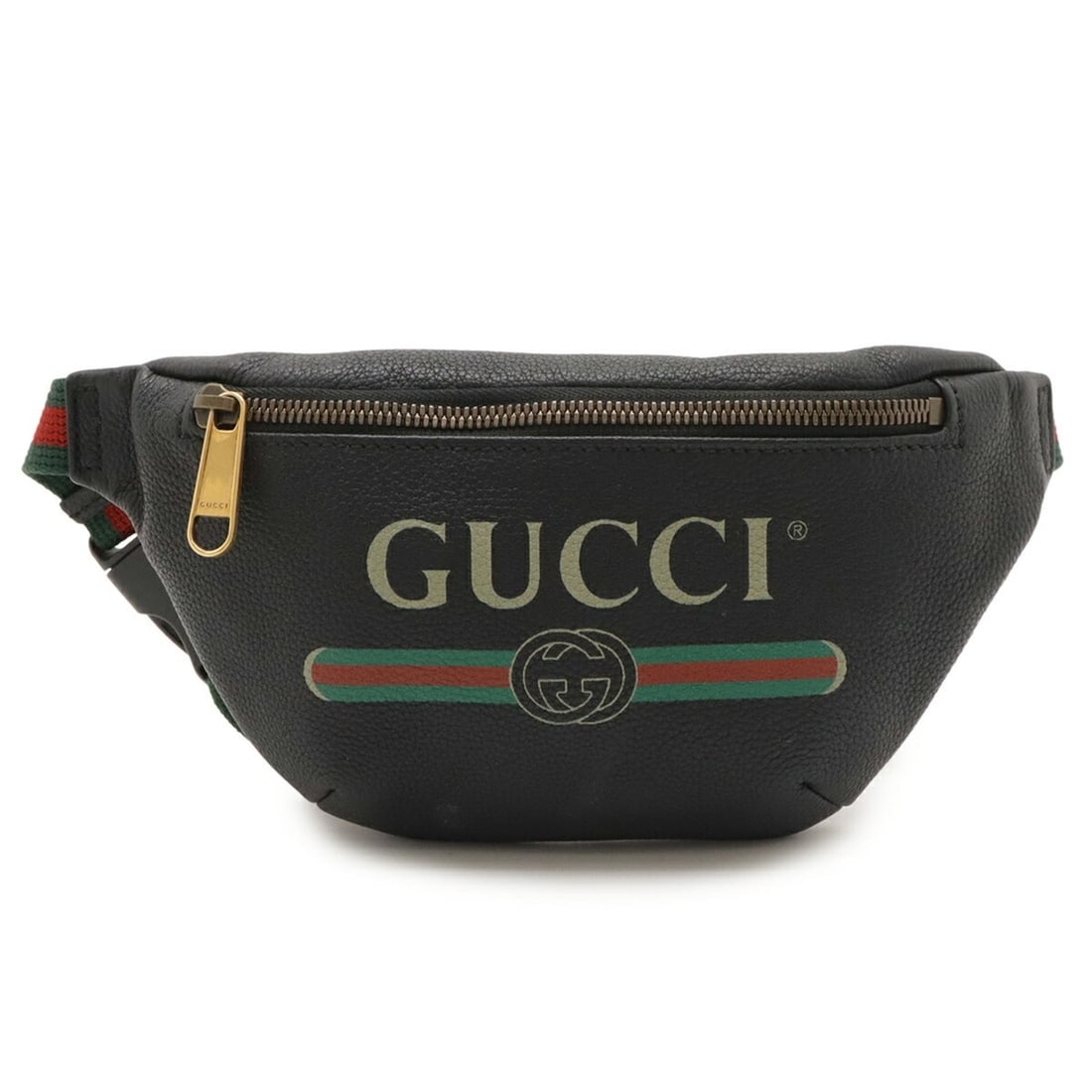 GUCCI Gucci Print Small Belt Bag, Sherry Line, Waist Hip Body Leather, Black, 527792 (1 of 10)