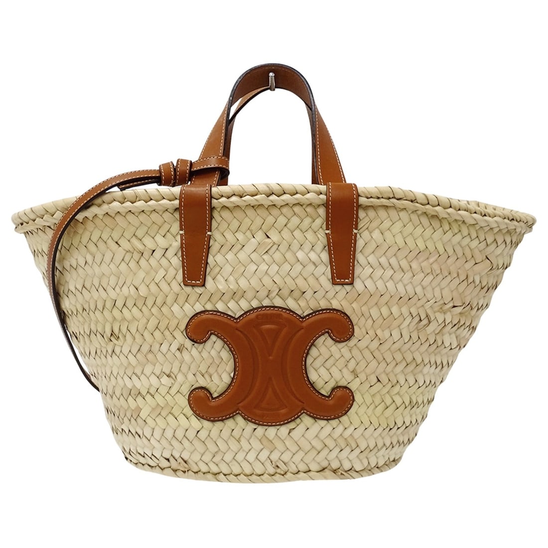 Celine Women's Handbag, 2-Way Classic Pannier Raffia Basket Bag in Tan, Beige, and Brown.: --- Catalog ---Category: SizeSize (HxWxD): 22cm x 23cm x 13.5cm / 8.66'' x 9.05'' x 5.31''Category: DesignType: Handbag, Shoulder bagColor: Beige brownGender: WomenMaterial: Raffia Category: GeneralBr