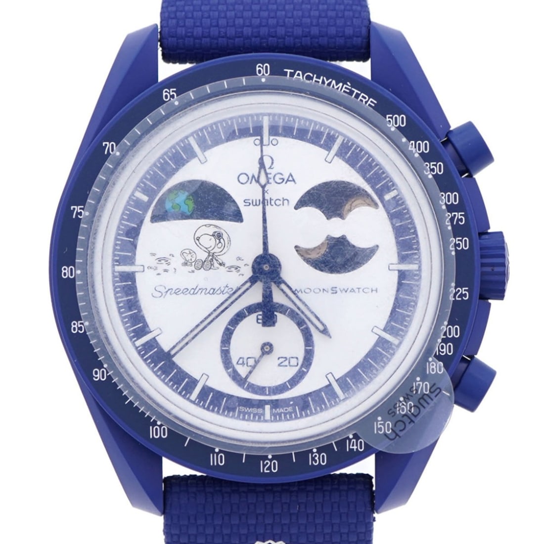 Unused Omega x Swatch MoonSwatch Snoopy Mission to Earthphase MOONSHINE GOLD Speedmaster SO33N703L: --- Catalog ---Category: SizeCase Diameter: 42mm / 1.65''Category: DesignType: WristwatchColor: Blue, WhiteGender: MenDisplay: AnalogMaterial (Band): Ceramic, NylonMaterial (Case): CeramicCategory: Ge