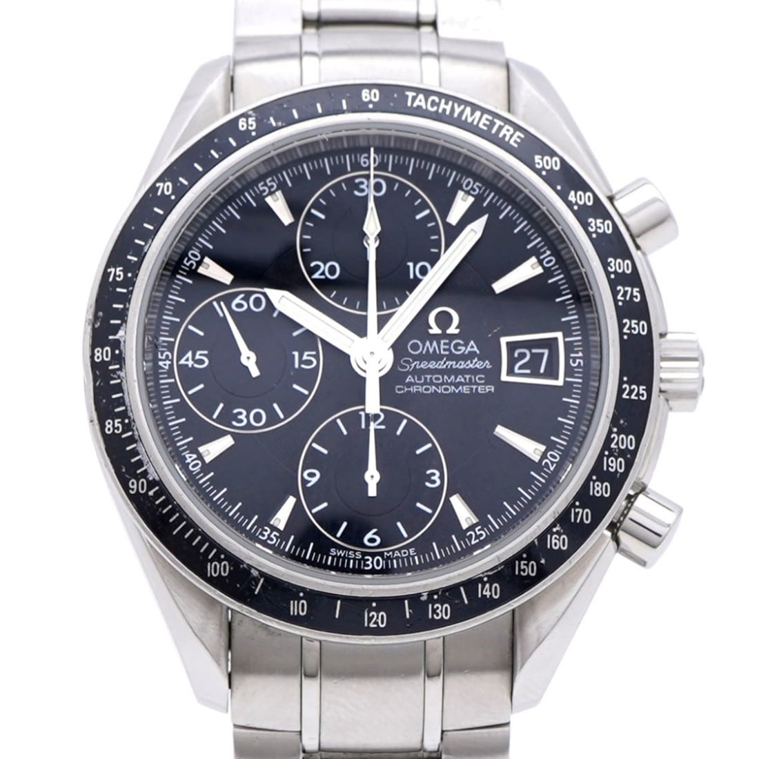 Omega Speedmaster Date 3210.50 Automatic Watch Stainless Steel Black Dial 0190OMEGA Men's: --- Catalog ---Category: SizeWrist Size: 19.5cm / 7.67''Case Diameter: 39mm / 1.54''Category: DesignType: WristwatchColor: Black, SilverGender: MenDisplay: AnalogColor (Dial): BlackMaterial (Band): St