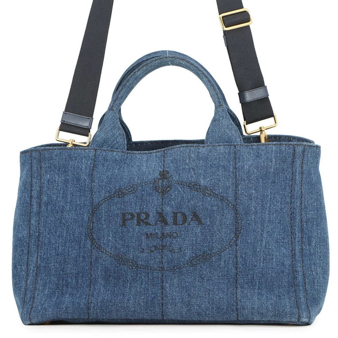 Prada Canapa Medium Denim Tote Bag 1BG642 PRADA 2-way: --- Catalog ---Category: SizeSize (HxWxD): 22cm x 34cm x 22cm / 8.66'' x 13.38'' x 8.66''Category: DesignType: Tote bagColor: BlueGender: Women,MenMaterial: Denim Category: GeneralBrand: PradaCountry