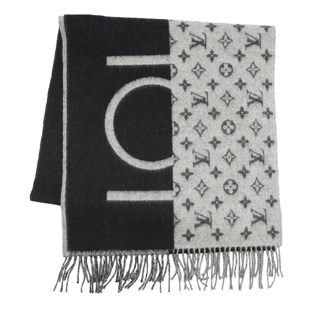 Louis Vuitton Split Cashmere Stole/Scarf M70924 LOUIS VUITTON Monogram Black (1 of 7)