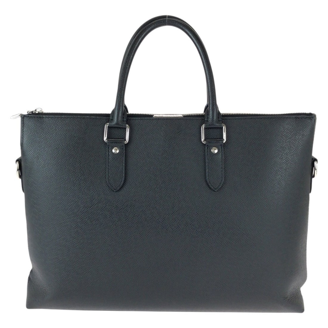 LOUIS VUITTON Taiga Anton Black Leather Briefcase with Silver Hardware, M33416, Men's: --- Catalog ---Category: SizeSize (HxWxD): 28cm x 38cm x 7cm / 11.02'' x 14.96'' x 2.75''Category: DesignType: BriefcaseColor: BlackGender: MenMaterial: Leather Category: GeneralBrand: Louis
