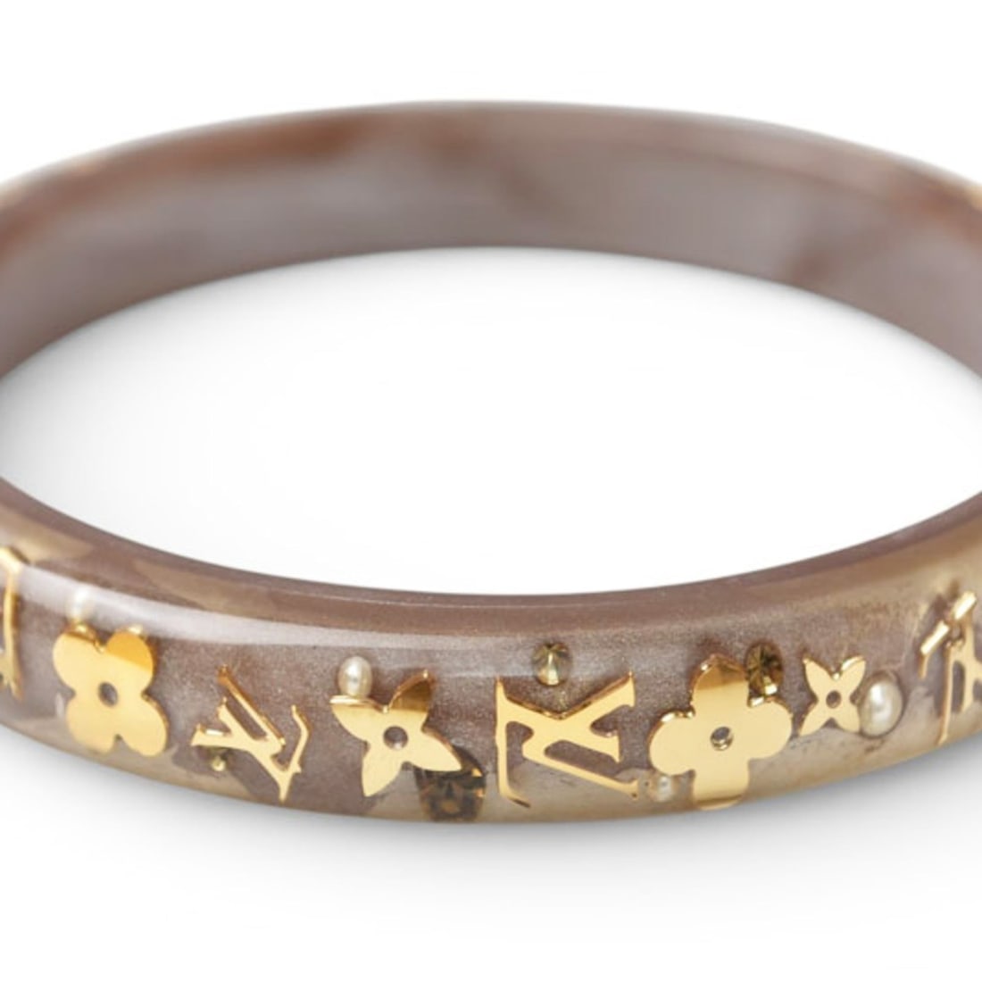 Louis Vuitton Bangle Bracelet, Inclusion TPM M65867, Brown Gold, Women's: --- Catalog ---Category: SizeLength: 12cm - 16.5cm / 4.72'' - 6.49''Total Length: 19.5cm / 7.67''Category: DesignType: BangleColor: Brown, GoldGender: WomenMaterial: PlasticCategory: GeneralBrand: Lou