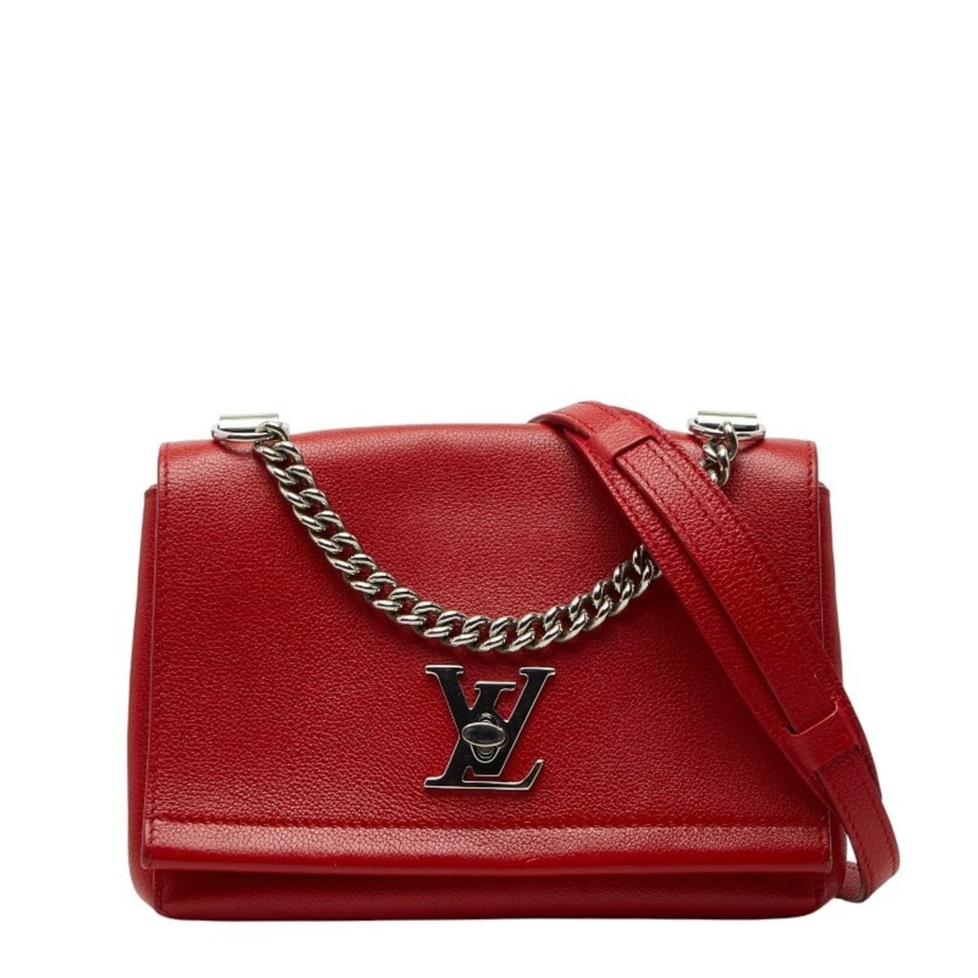 Louis Vuitton Lockme II BB Chain Handbag/Shoulder Bag, 2-Way, M51202, Ruby Red Leather, Women's,: --- Catalog ---Category: SizeStrap Drop: 48cm / 18.89''Handle Drop: 8.00cm / 3.15''Size (HxWxD): 16cm x 22cm x 1cm / 6.29'' x 8.66'' x 0.39''Category: DesignType: Handbag, Shoulder bagColor: Red