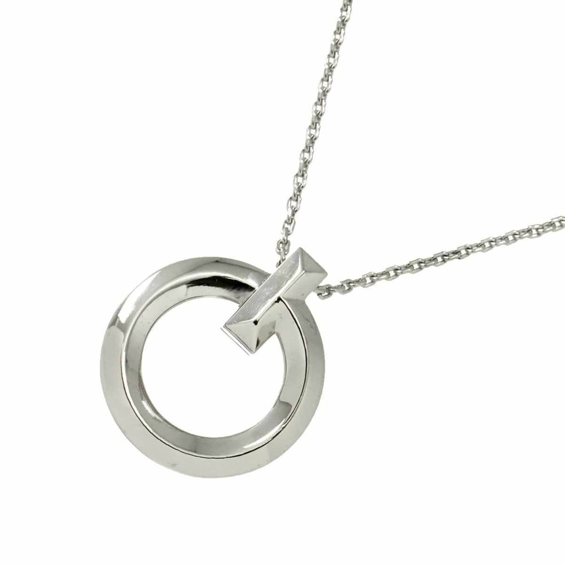 Tiffany & Co. T One Circle Small Necklace, 45cm, 18K White Gold, 750 Necklace: --- Catalog ---Category: SizePendant Size: 25mm x 21.5mm / 0.98'' x 0.84''Neck Circumference: 45 cm / 17.71''Category: DesignGender: WomenMaterial: White gold (18K)Necklace Type: NecklaceCategory: Gen