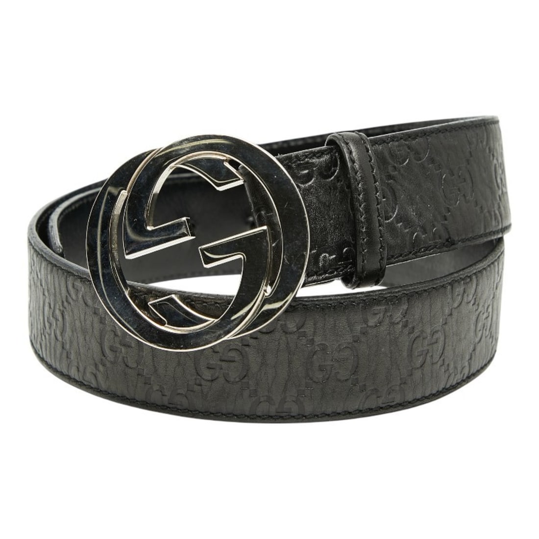 Gucci Guccissima Belt, Sizes: 80-32, 114984, Black Leather, Women's, GUCCI (1 of 10)