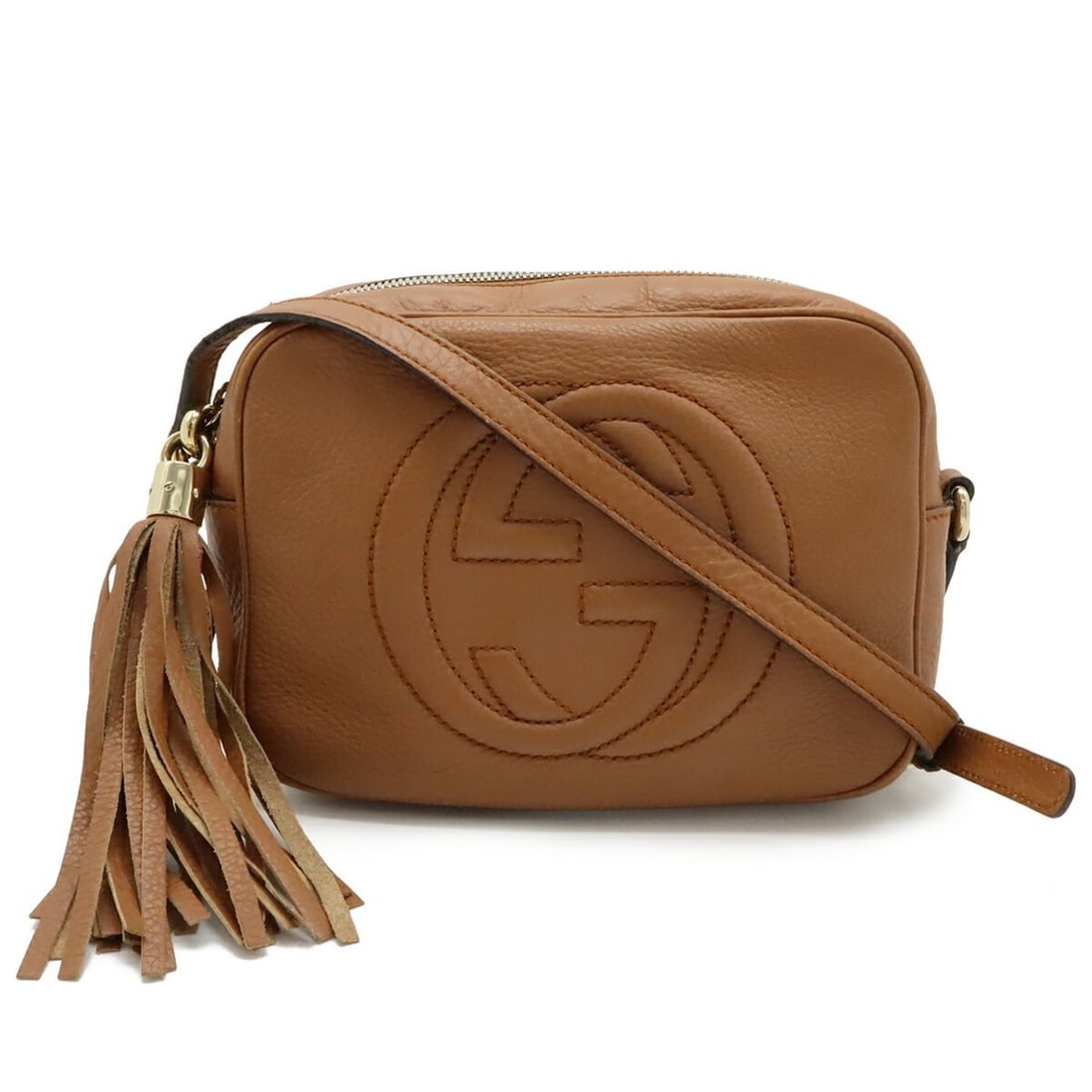 GUCCI Soho Small Disco Tassel Shoulder Bag/Pochette in Brown Leather (Product Code: 308364) (1 of 10)