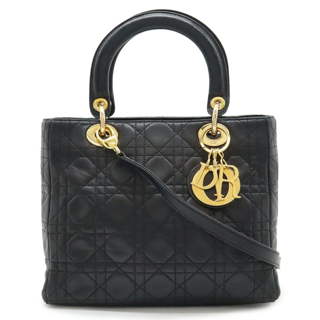 Christian Dior Lady Cannage handbag/shoulder bag in black leather (1 of 11)