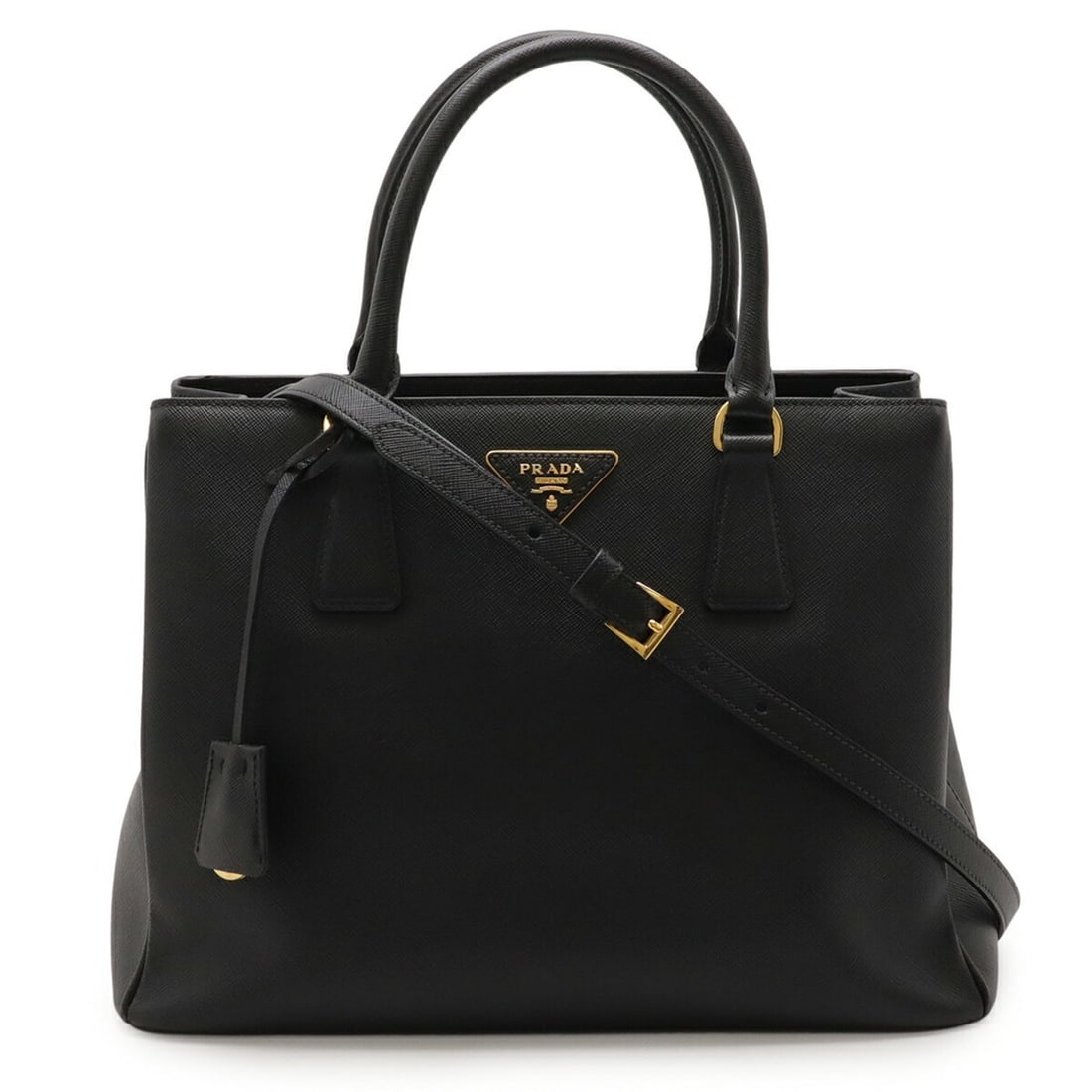 PRADA Saffiano Lux Tote/Shoulder Bag, Leather, Nero, Black, Purchased at an Overseas Boutique, (1 of 10)
