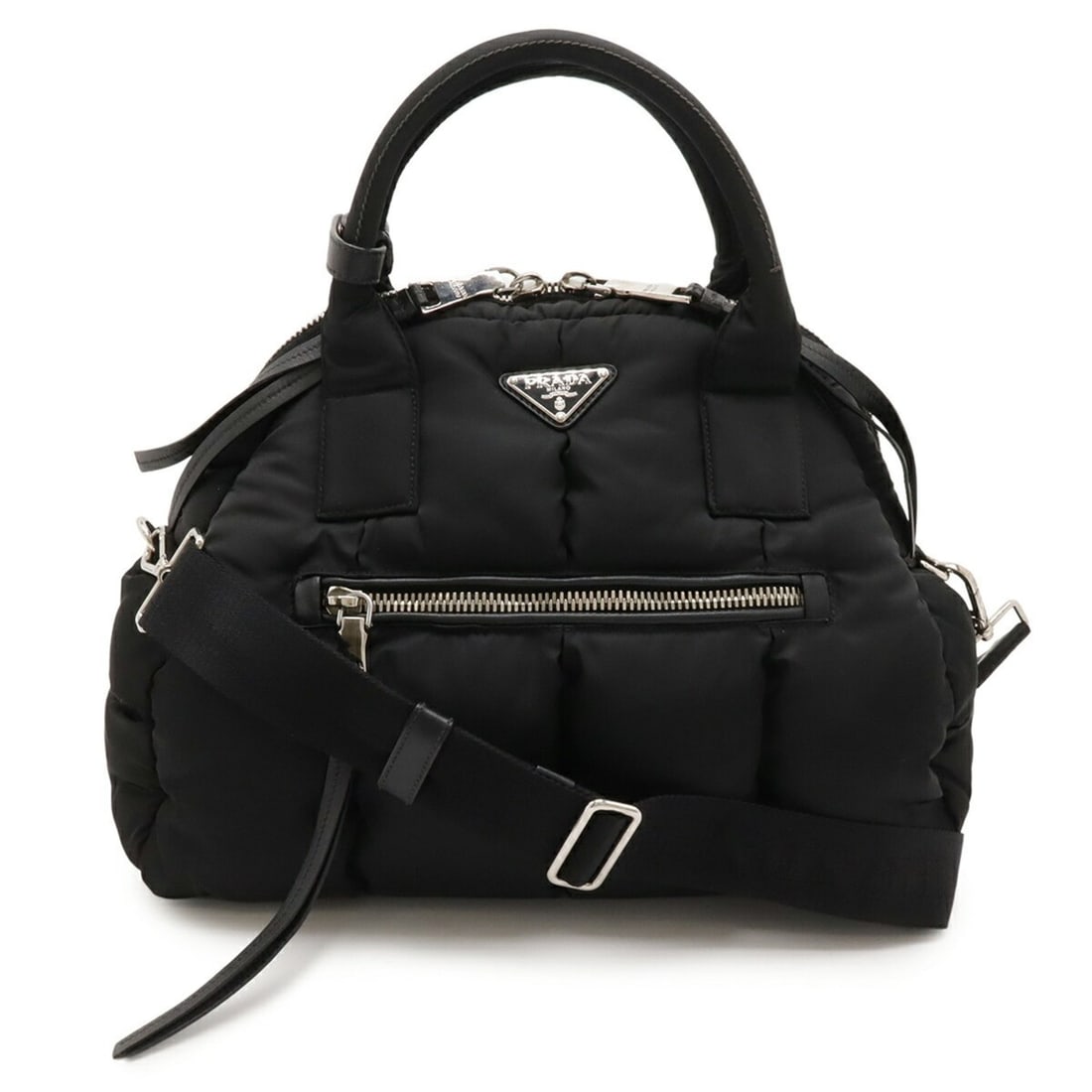 PRADA Tessuto Bomber Handbag/Tote/Shoulder Bag in Nylon and Leather (Black) BL0881: --- Catalog ---Category: SizeSize (HxWxD): 26.5cm x 33cm x 16cm / 10.43'' x 12.99'' x 6.29''Category: DesignType: Handbag, Shoulder bag, Tote bagColor: BlackGender: WomenMaterial: Nylon Category: Gene