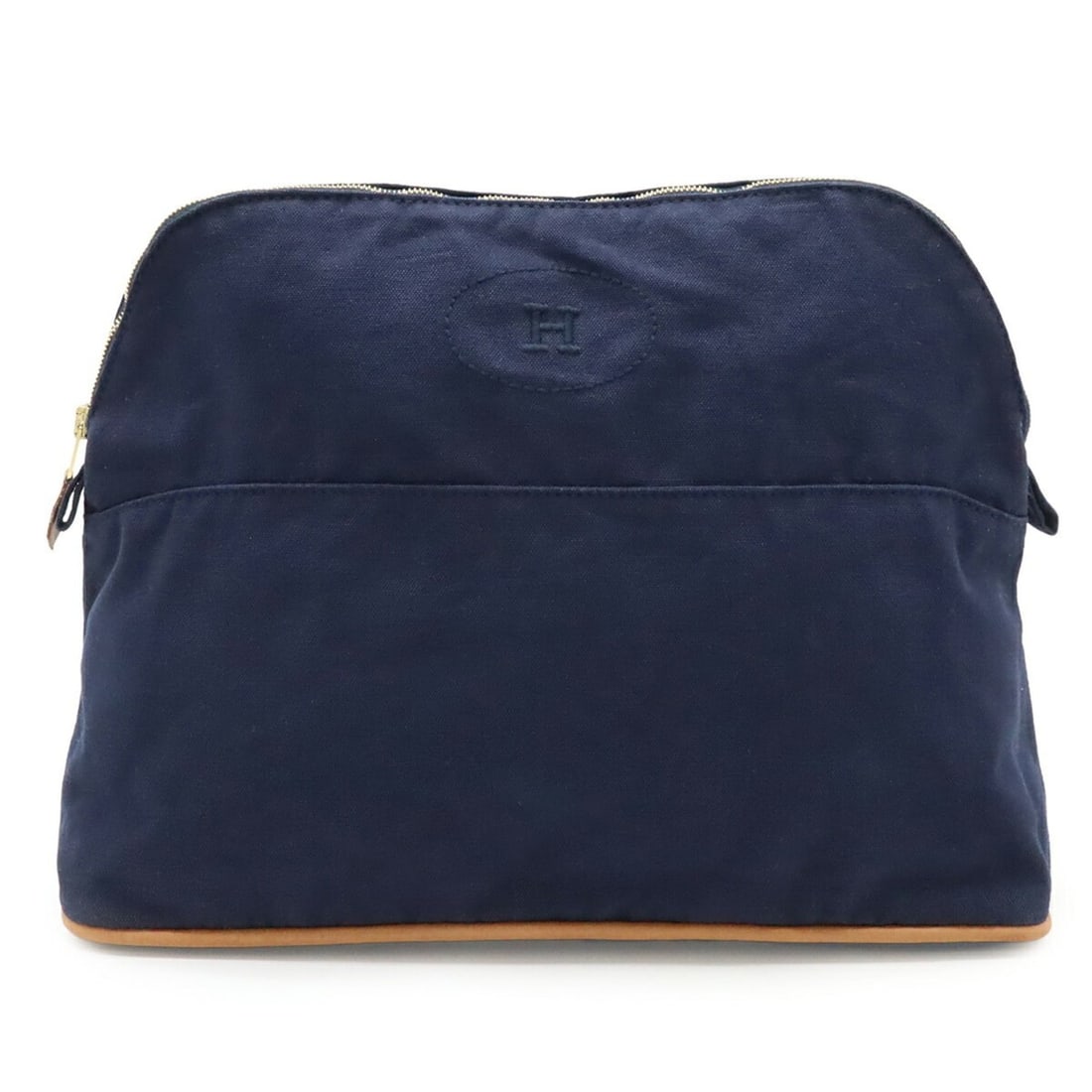 HERMES Bolide Pouch 30 GM Canvas Leather Navy (1 of 8)
