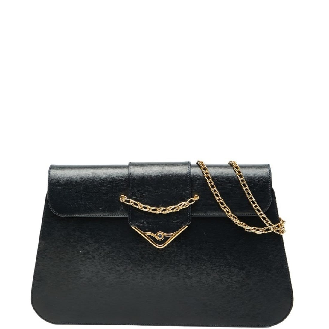 Cartier Sapphire Line Chain Shoulder Bag Navy Leather Women's CARTIER (1 of 8)