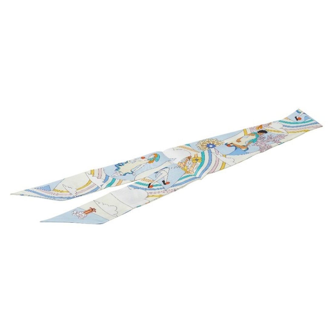 Hermès Twilly CARRES VOLANTS Flying Carre Scarf Muffler White Multicolor Women's HERMES: --- Catalog ---Category: SizeSize (LxW): 5cm x 90cm / 1.96'' x 35.43''Category: DesignType: ScarfColor: Multi-color, WhiteGender: WomenCategory: GeneralLine: TwillyBrand: Hermes--- Item List ---Sectio