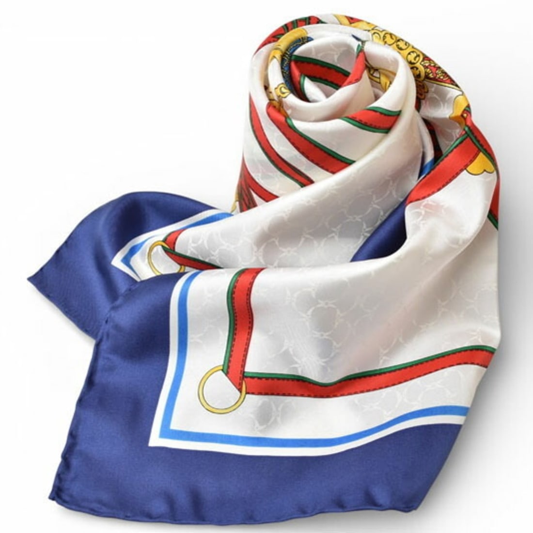 Celine Scarf/Muffler, Carré 90, Horse Harness, Navy, White, Red: --- Catalog ---Category: SizeWeight: 48g / 1.69oz.Size (LxW): 88cm x 88cm / 34.64'' x 34.64''Category: DesignType: ScarfColor: Navy, Red color, WhiteShape: SquareGender: WomenMaterial: Silk Category:
