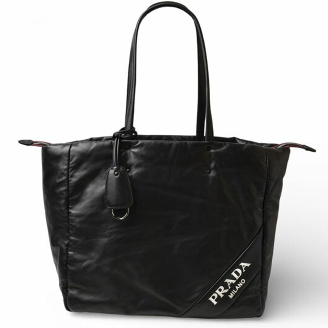 Prada Tote Bag PRADA Leather Black Pink 1BG223 Women's (1 of 14)