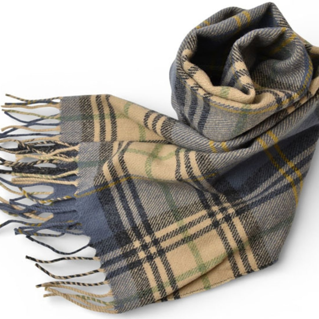 Christian Dior Winter Scarf, 100% Wool, Check Pattern, Beige, Blue (1 of 11)