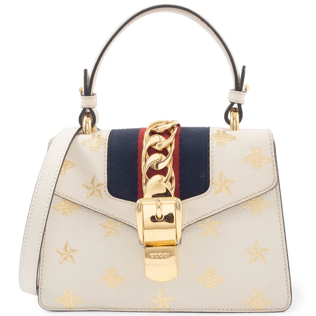 Gucci Bee & Star Mini Sylvie Handbag 470270 in White Leather for Women (1 of 20)