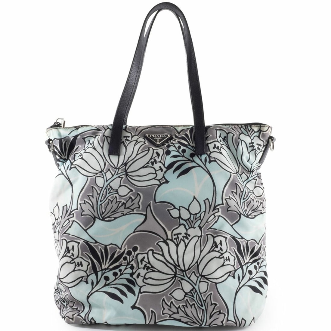 Prada Nylon Tote Bag BR4696 Nylon/Leather Blue/Gray Women's Saffiano PRADA (1 of 20)