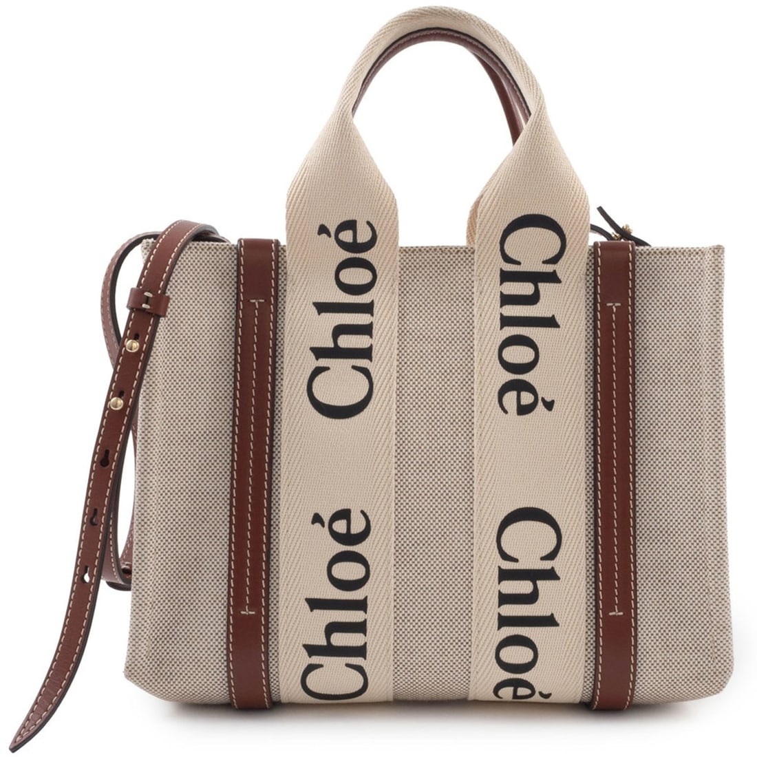 Chloé Chloe Woody Small Handbag CHC22AS397I26 90U Linen White/Brown Women's Shoulder Bag: --- Catalog ---Category: SizeSize (HxWxD): 20cm x 27cm x 8cm / 7.87'' x 10.62'' x 3.14''Category: DesignType: HandbagColor: Brown, WhiteGender: WomenMaterial: Linen Category: GeneralBrand: ChloéCount