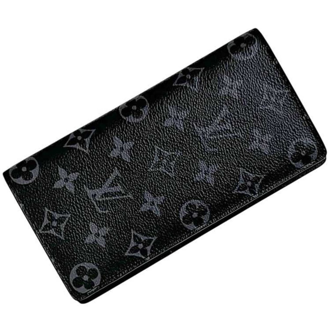 Louis Vuitton Bifold Long Wallet Portefeuille Brazza f-25001 Black Monogram Eclipse M61697 Canvas IC (1 of 12)