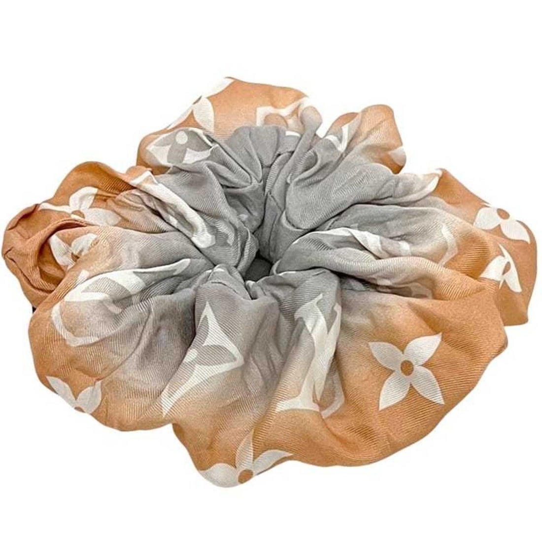 Louis Vuitton Scrunchie ec-24869 Beige Orange White Monogram Pool M76801 100% Silk IS1220 LOUIS (1 of 13)