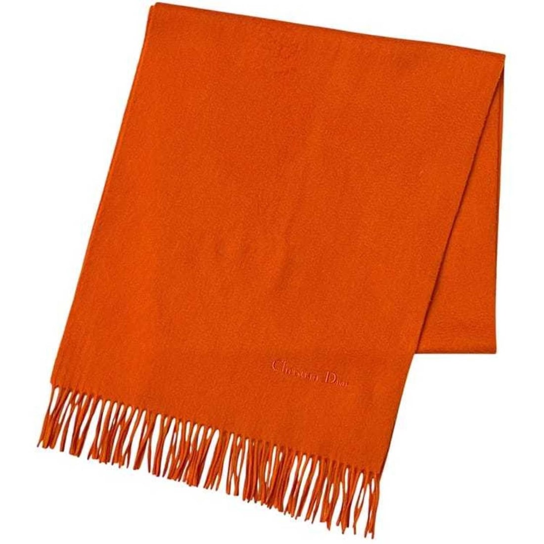 Christian Dior Scarf ec-24978 Orange 100% Wool Embroidered One-Color Long for Men and Women (1 of 11)