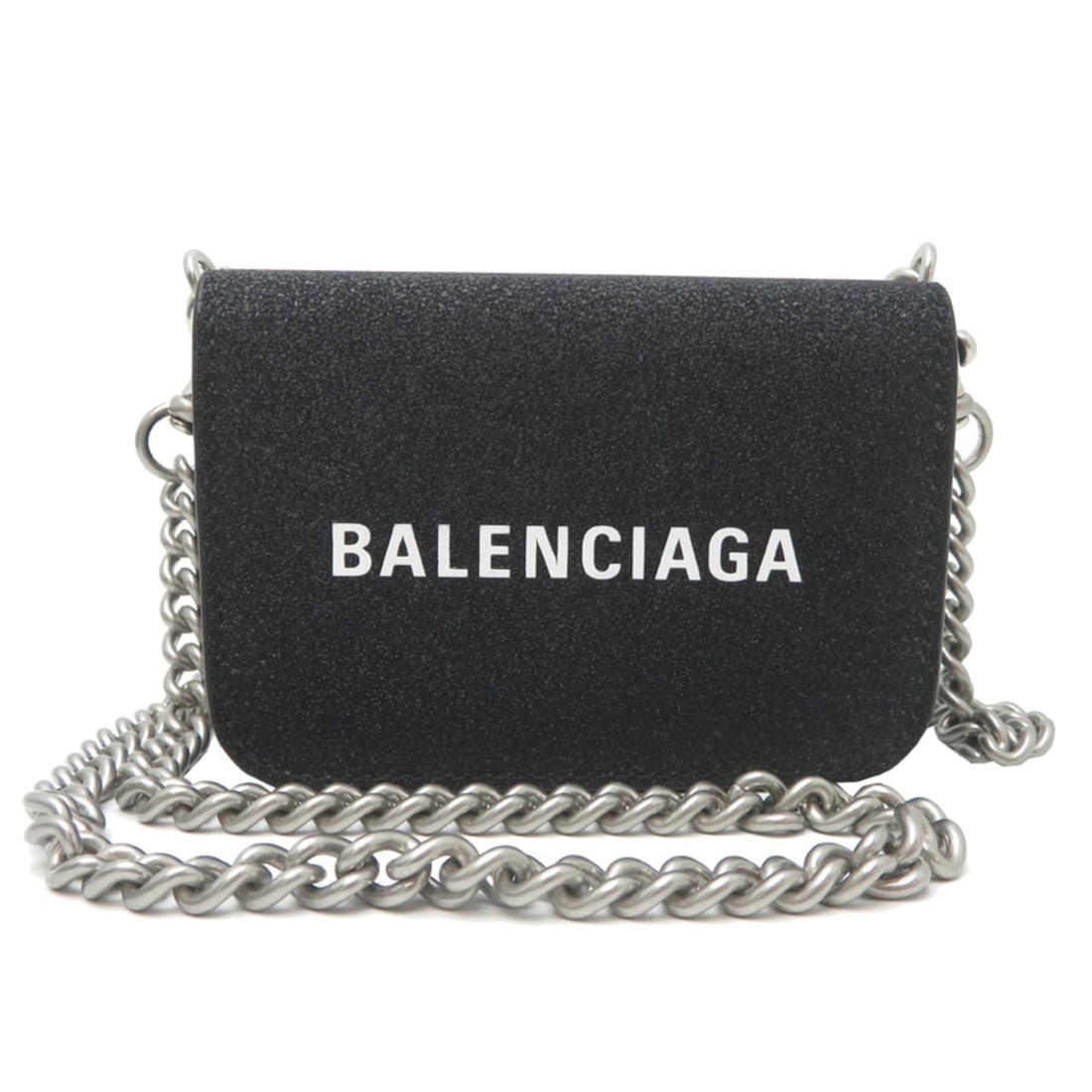 Balenciaga Women's Chain Wallet, Tri-fold Wallet 618145, Leather, Black: --- Catalog ---Category: SizeSize (HxWxD): 6.5cm x 9cm x 3cm / 2.55'' x 3.54'' x 1.18''Category: DesignType: Chain/Shoulder walletColor: BlackGender: WomenMaterial: Leather Category: GeneralMPN: 61814