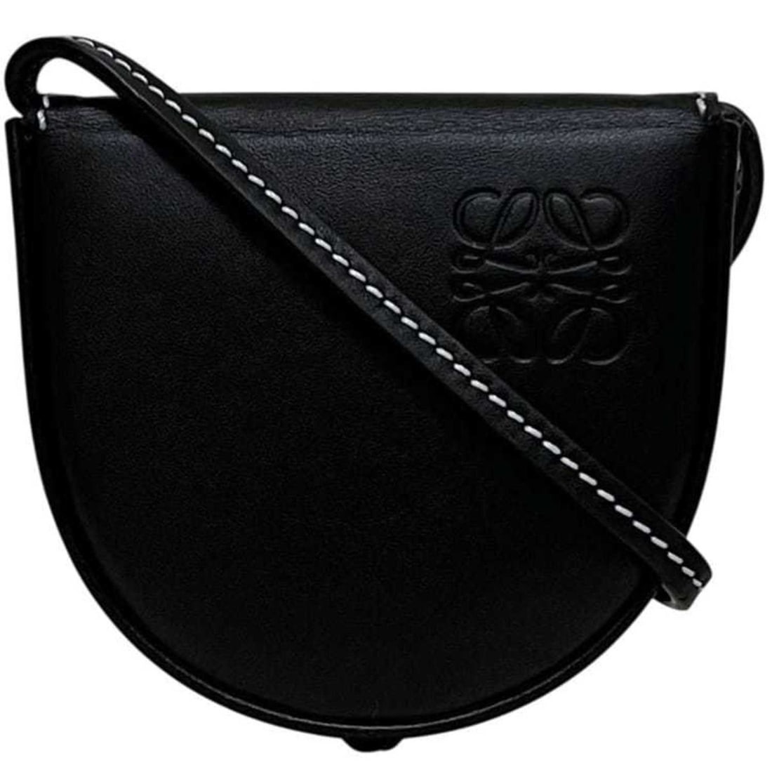 LOEWE Heel Pouch ec-25063 Black Anagram 109.54.15 Mini Leather 102005 Pochette Crossbody Flap Calf (1 of 16)