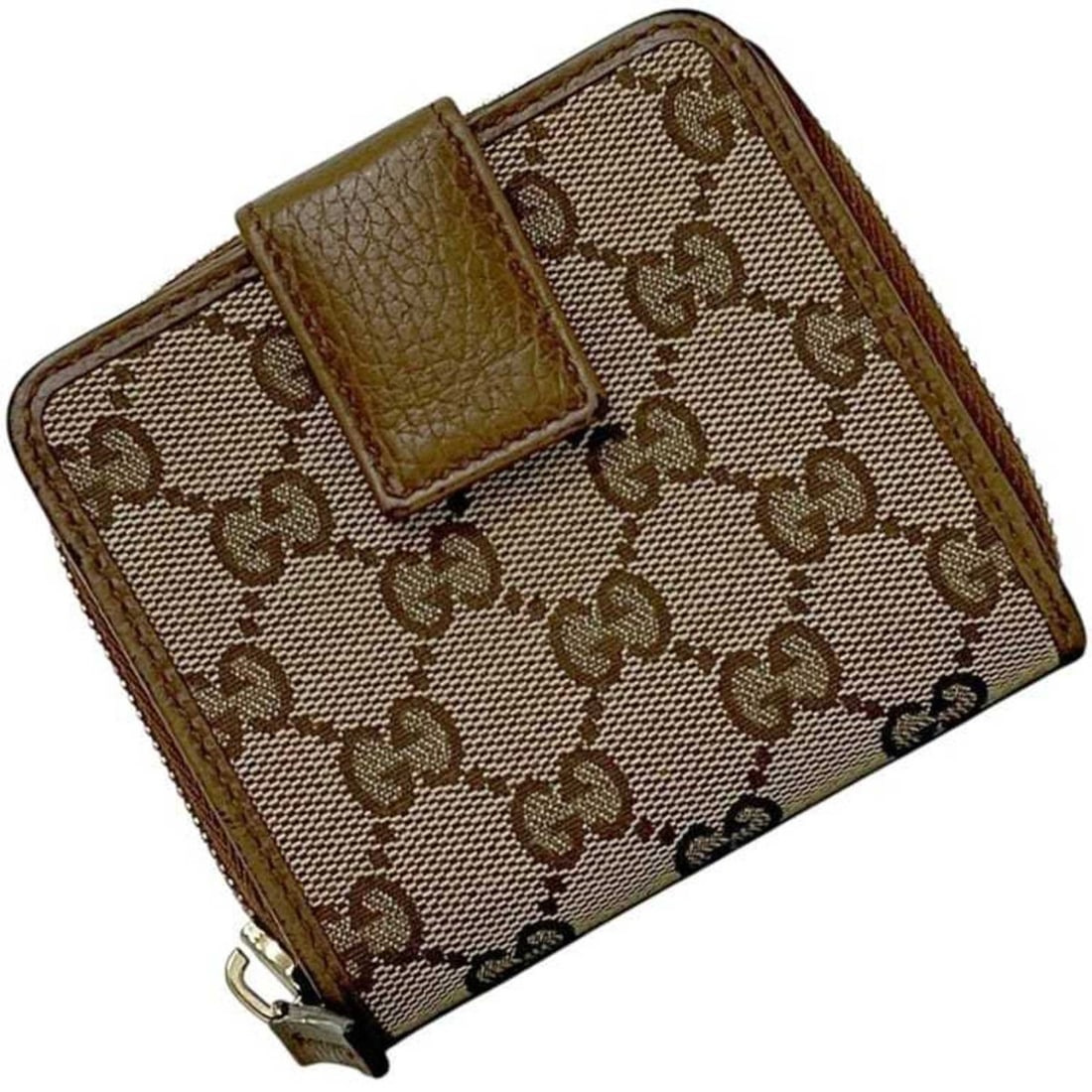 Gucci Bifold Wallet ec-24873 Beige Brown GG Canvas 346056 Leather 2184 GUCCI Compact Women's Men's (1 of 10)