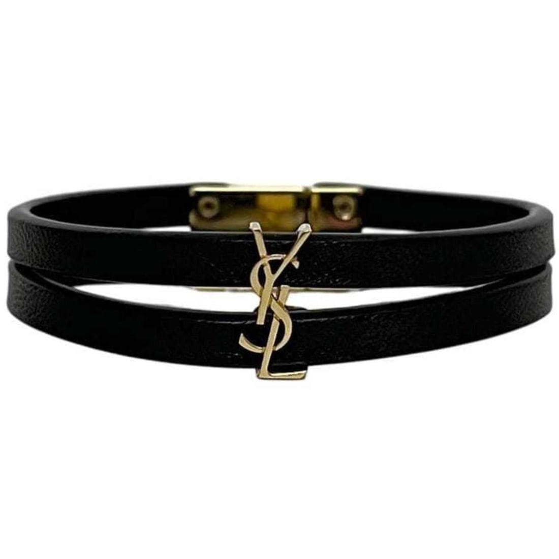 Saint Laurent Bracelet ec-24949 Black YSL Leather SAINT LAURENT PARIS Double-Layered for Men and: --- Catalog ---Category: SizeLength: 17cm / 6.69''Category: DesignType: Charm braceletColor: BlackGender: Men,WomenMaterial: LeatherCategory: GeneralBrand: Saint Laurent--- Item List ---Section: Condi