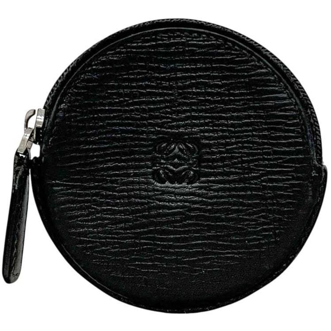 Loewe coin case ec-24947 black anagram purse leather 060604 LOEWE round mini compact women's men's (1 of 11)