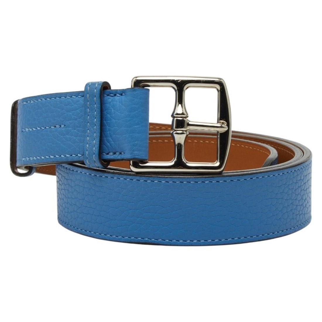 Hermès Etrivière Belt, Size 85, Turquoise, Blue, Brown, Taurillon Clemence, Women's, HERMES (1 of 10)