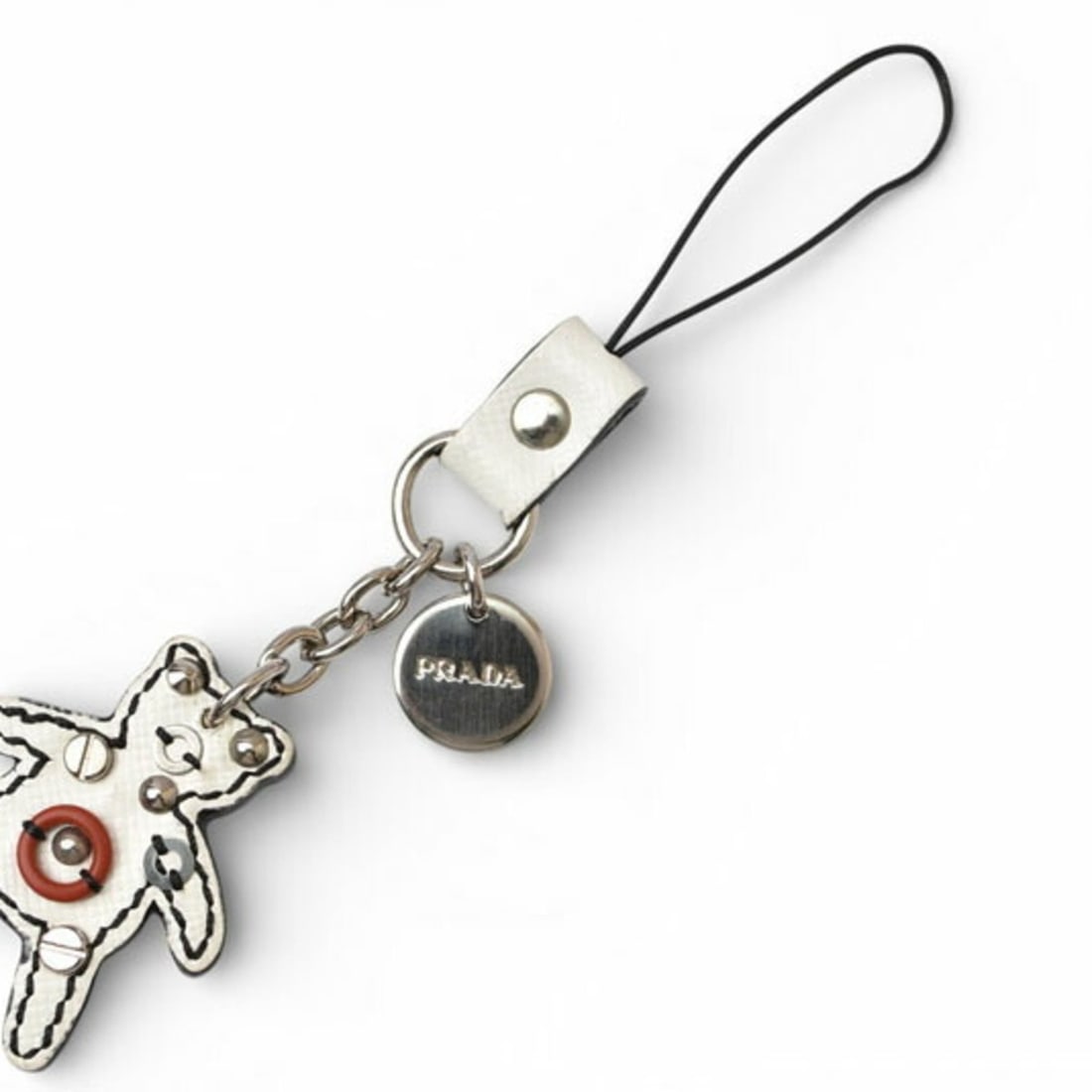 Prada Charm Keychain PRADA Trick Robobear Bear White Red Silver (1 of 10)