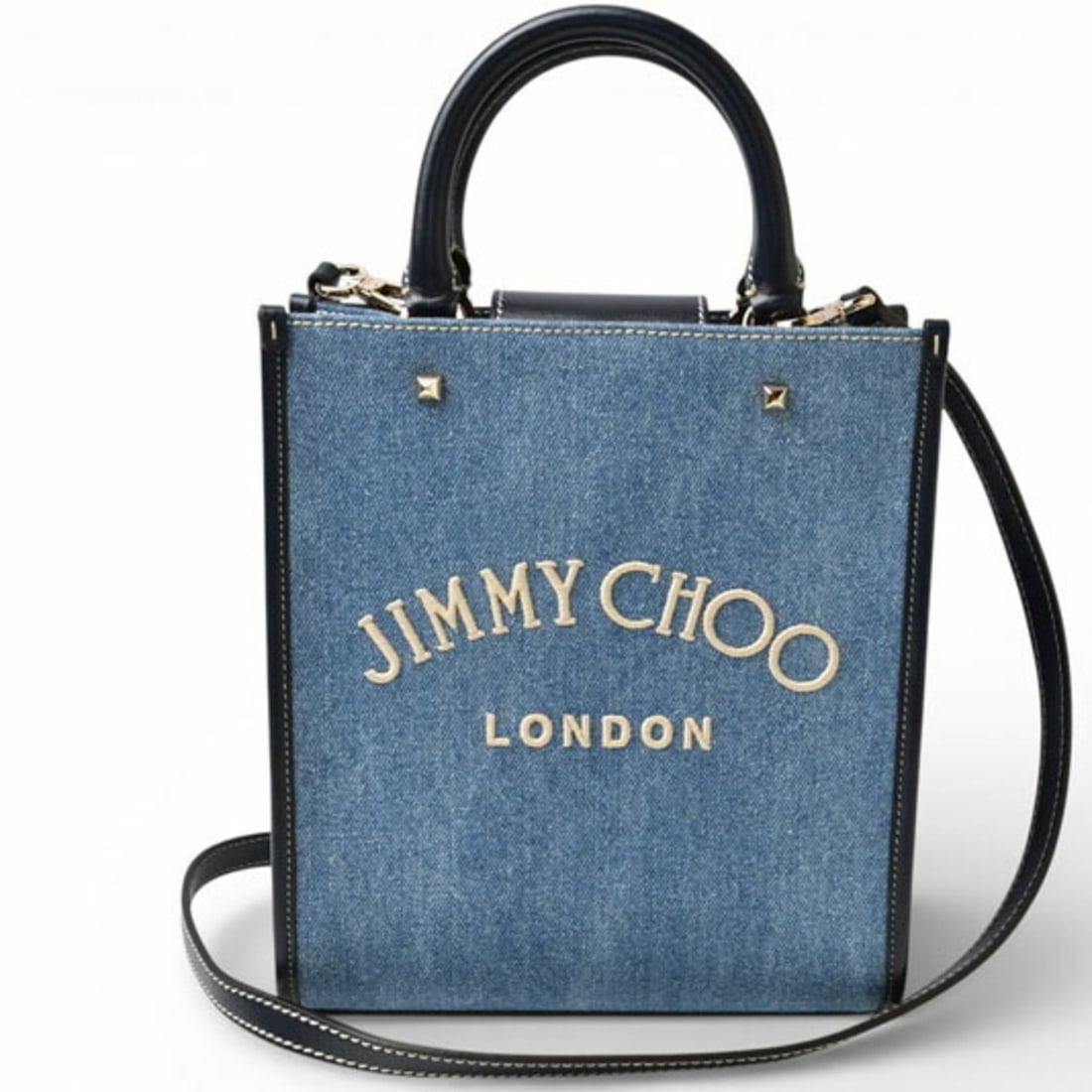 Jimmy Choo VARENNE Tote N S Denim 2-Way Shoulder Bag for Women: --- Catalog ---Category: SizeWeight: 535g / 1.17lb.Size (HxWxD): 24cm x 21.5cm x 6cm / 9.44'' x 8.46'' x 2.36''Strap Length: 105cm - 114.5cm / 41.33'' - 45.07''Handle Length: 22cm / 8.66''Category: De