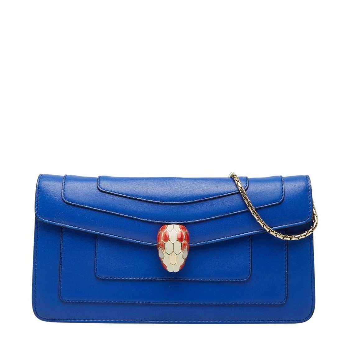 BVLGARI Serpenti Chain Shoulder Bag Blue Leather Women's: --- Catalog ---Category: SizeStrap Drop: 48.5cm / 19.09''Size (HxWxD): 14cm x 24.5cm x 1.5cm / 5.51'' x 9.64'' x 0.59''Category: DesignType: Shoulder bagColor: BlueGender: WomenMaterial: Leather