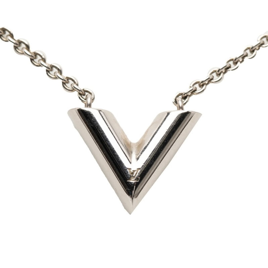 Louis Vuitton Essential V Pendant Necklace M63197 Silver Metal Women's LOUIS VUITTON (1 of 8)